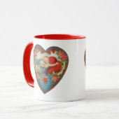 ヴィンテージバレンタインデービクトリアンCherubハート マグカップ (正面左)