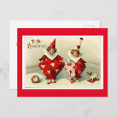 ヴィンテージバレンタインデーピエロ ポストカード (正面/裏面)