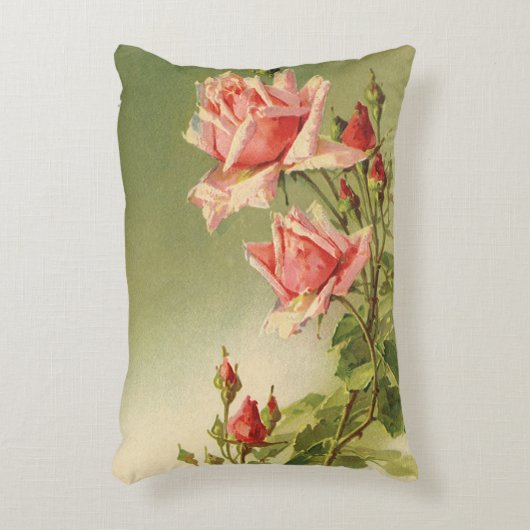 ヴィンテージバレンタインデーピンクガーデンビクトリアンバラ アクセントクッション (正面(垂直))