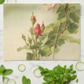 ヴィンテージバレンタインデーピンクガーデンビクトリアンバラ キッチンタオル (折り畳み)