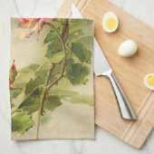 ヴィンテージバレンタインデーピンクガーデンビクトリアンバラ キッチンタオル (四つ折り)