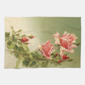 ヴィンテージバレンタインデーピンクガーデンビクトリアンバラ キッチンタオル (横)