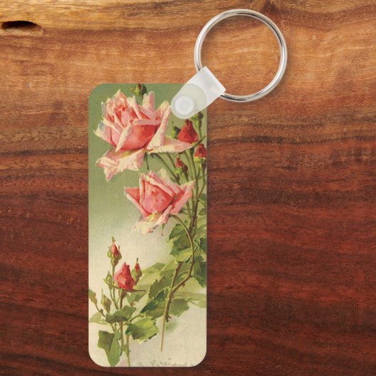 ヴィンテージバレンタインデーピンクガーデンビクトリアンバラ キーホルダー (裏面)