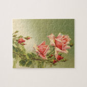 ヴィンテージバレンタインデーピンクガーデンビクトリアンバラ ジグソーパズル (横)
