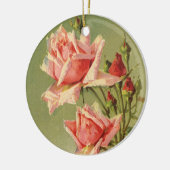 ヴィンテージバレンタインデーピンクガーデンビクトリアンバラ セラミックオーナメント (左)