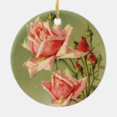 ヴィンテージバレンタインデーピンクガーデンビクトリアンバラ セラミックオーナメント (裏面)