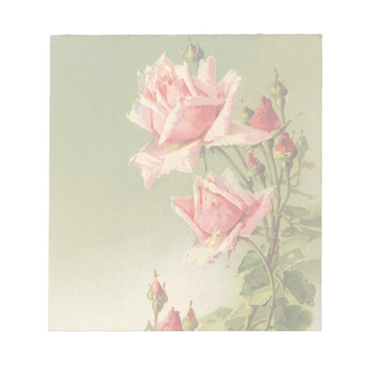 ヴィンテージバレンタインデーピンクガーデンビクトリアンバラ ノートパッド (正面)