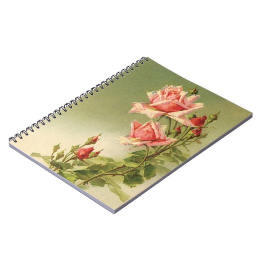 ヴィンテージバレンタインデーピンクガーデンビクトリアンバラ ノートブック (左側)