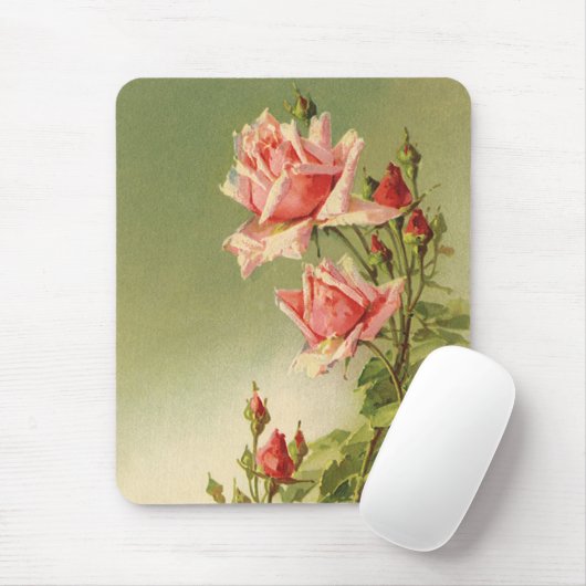 ヴィンテージバレンタインデーピンクガーデンビクトリアンバラ マウスパッド (マウス)