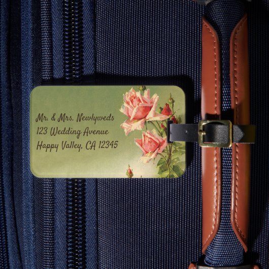 ヴィンテージバレンタインデーピンクガーデンビクトリアンバラ ラゲッジタグ (正面インサイチュ4)