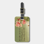 ヴィンテージバレンタインデーピンクガーデンビクトリアンバラ ラゲッジタグ (正面縦)