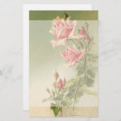 ヴィンテージバレンタインデーピンクガーデンビクトリアンバラ 便箋 (正面/裏面)