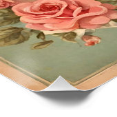 ヴィンテージバレンタインデーピンクローズ ポスター (コーナー)