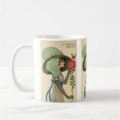 ヴィンテージバレンタインデーレッドローズバタフライ コーヒーマグカップ (左)