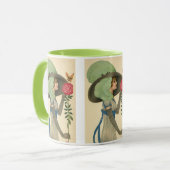 ヴィンテージバレンタインデーレディーレッドローズバタフライ マグカップ (正面左)