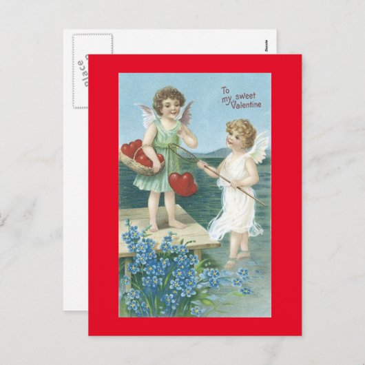 ヴィンテージバレンタインデー収集ハート シーズンポストカード (正面/裏面)