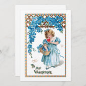 ヴィンテージバレンタインデー忘れス（青い女の子） シーズンカード (正面/裏面)