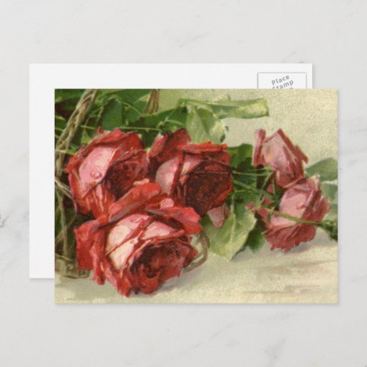ヴィンテージバレンタインデー紅薔薇 シーズンポストカード (正面/裏面)