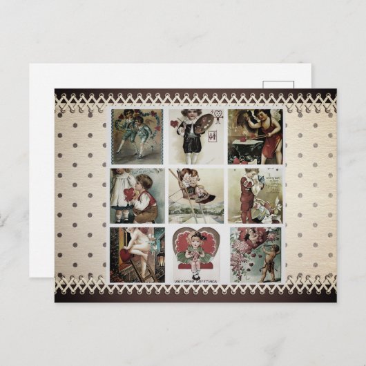 ヴィンテージバレンタインデー葉書 シーズンポストカード (正面/裏面)