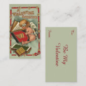 ヴィンテージバレンタインデー読エンジェル ノートカード (正面/裏面)