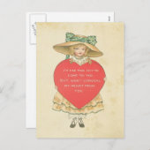 ヴィンテージバレンタインデー赤いハートシークレットファン シーズンポストカード (正面/裏面)