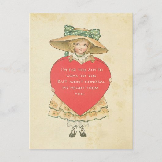 ヴィンテージバレンタインデー赤いハートシークレットファン シーズンポストカード (正面)