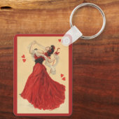 ヴィンテージバレンタインデー踊りレディ赤いハート キーホルダー (裏面)