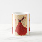 ヴィンテージバレンタインデー踊りレディ赤いハート コーヒーマグカップ (中央)