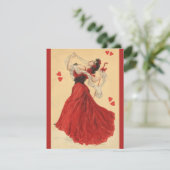 ヴィンテージバレンタインデー踊りレディ赤いハート シーズンカード (スタンド正面)