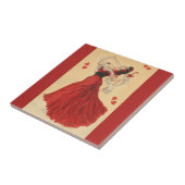 ヴィンテージバレンタインデー踊りレディ赤いハート タイル (側面)