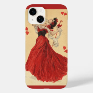 ヴィンテージバレンタインデー踊りレディ赤いハート Case-Mate iPhone 14ケース