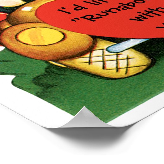 ヴィンテージバレンタインデー，かわいい男の子と女の子を車で ポスター (角)