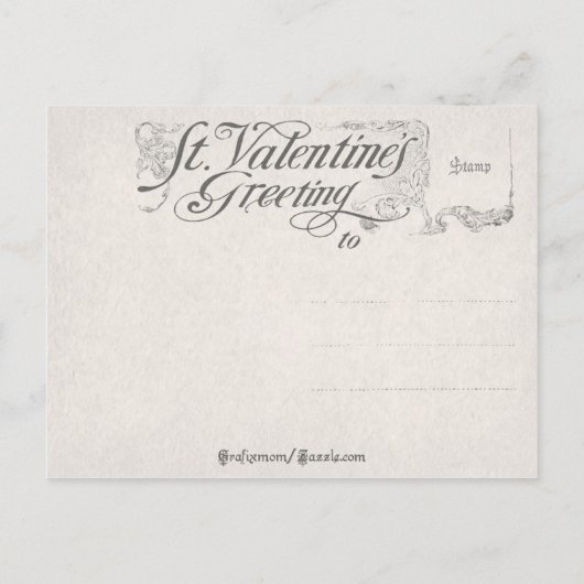ヴィンテージバレンタインデー,クローバーと花 シーズンポストカード (裏面)