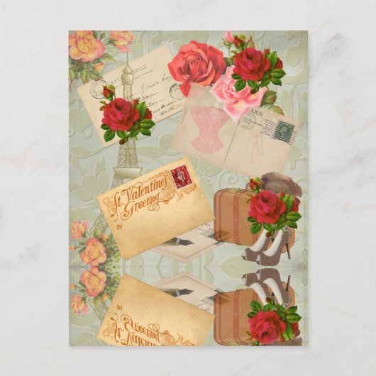 ヴィンテージバレンタインデー シーズンポストカード (正面)