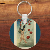 ヴィンテージバレンタインデー,マグネット付きケルブハート キーホルダー (正面)