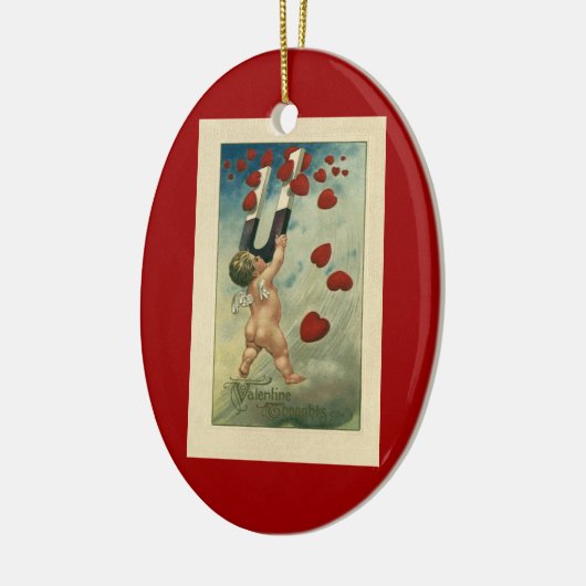 ヴィンテージバレンタインデー,マグネット付きケルブハート セラミックオーナメント (左)