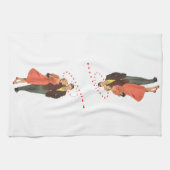 ヴィンテージバレンタインデー、ロマンチックな浮きハート キッチンタオル (横)