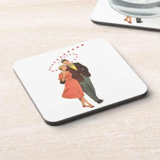 ヴィンテージバレンタインデー、ロマンチックな浮きハート コースター (左側)