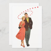 ヴィンテージバレンタインデー、ロマンチックな浮きハート シーズンカード (正面/裏面)