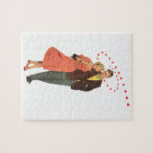 ヴィンテージバレンタインデー、ロマンチックな浮きハート ジグソーパズル (横)