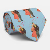 ヴィンテージバレンタインデー、ロマンチックな浮きハート ネクタイ (ロール)