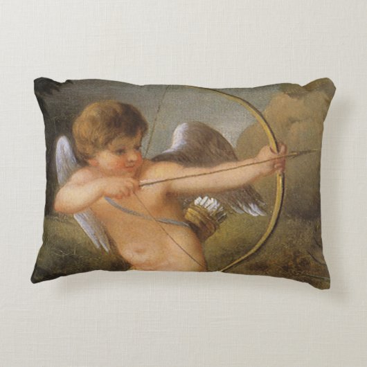 ヴィンテージバレンタインデー、弓矢でキューピッド アクセントクッション (裏面)