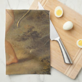 ヴィンテージバレンタインデー、弓矢でキューピッド キッチンタオル (四つ折り)