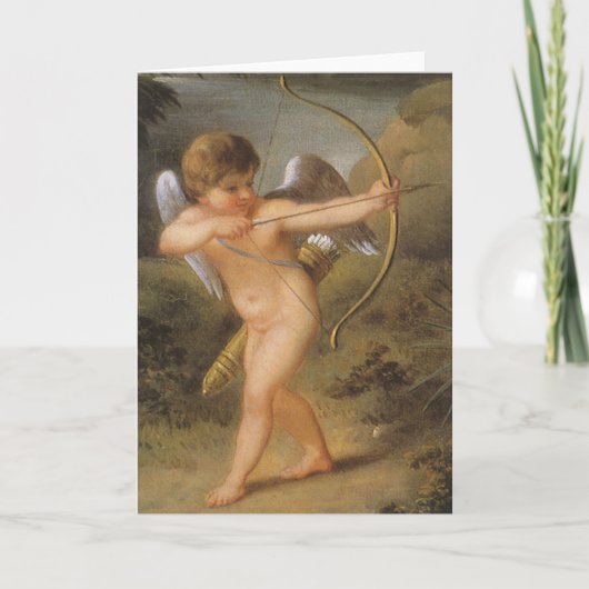 ヴィンテージバレンタインデー、弓矢でキューピッド シーズンカード (正面)