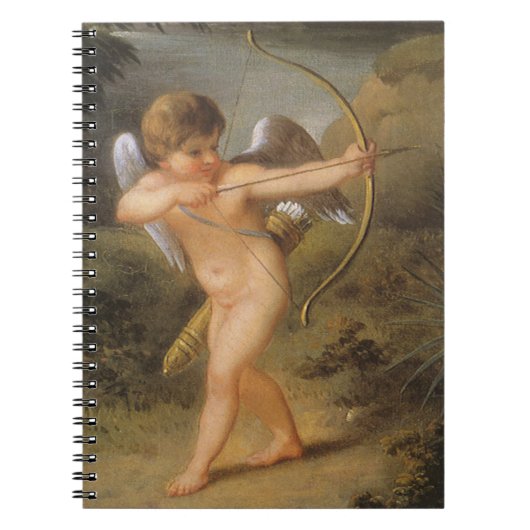 ヴィンテージバレンタインデー、弓矢でキューピッド ノートブック (正面)
