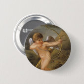 ヴィンテージバレンタインデー、弓矢でキューピッド 缶バッジ (正面&裏面)