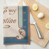 ヴィンテージバレンタインデー， Cherub with Love Letters キッチンタオル (四つ折り)