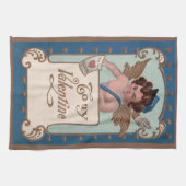 ヴィンテージバレンタインデー， Cherub with Love Letters キッチンタオル (横)