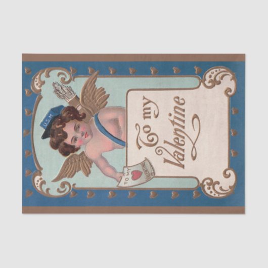 ヴィンテージバレンタインデー， Cherub with Love Letters 薄葉紙 (正面)