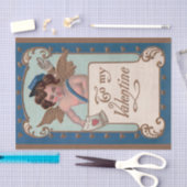 ヴィンテージバレンタインデー， Cherub with Love Letters 薄葉紙 (クラフト)